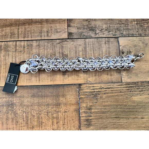 SNÖ of Sweden Bellini Bracelet Womens Silver Crystal Chain Link New with Tags Gi - Picture 3 of 6